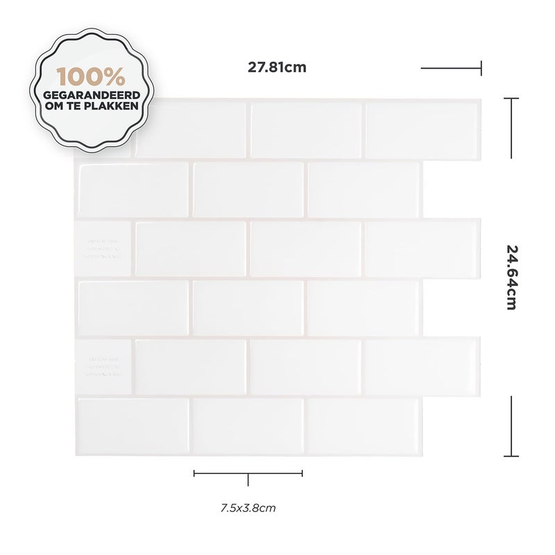SMART TILES Peel and Stick Backsplash - 10 Sheets of 10.95" x 9.70" - 3D Adhesive Peel and Stick Tile Backsplash for Kitchen, Bathroom, Wall Tile, Norden - Image 2